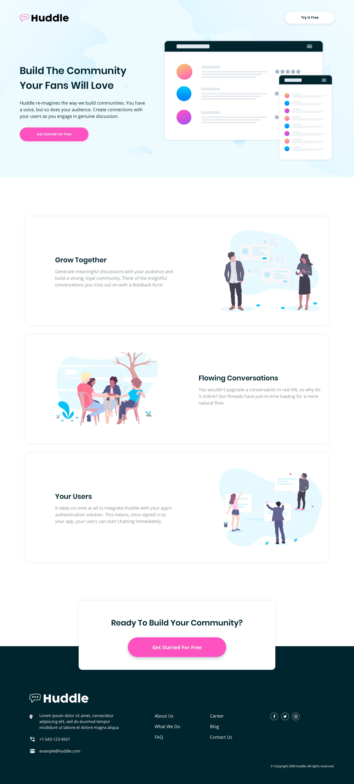 huddle-landing-page-with-alternating-feature-blocks